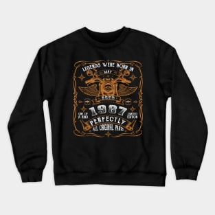 Legends Born In May 1987 34th Birthday Gift Crewneck Sweatshirt